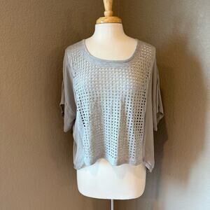 Cecico Gray Mesh Square Laser-Cut Top Medium